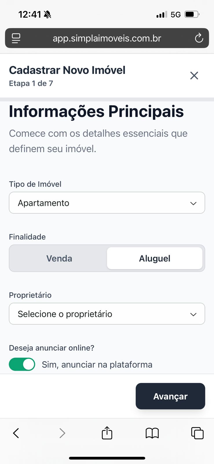 Cadastre seu imóvel em menos de 3 minutos